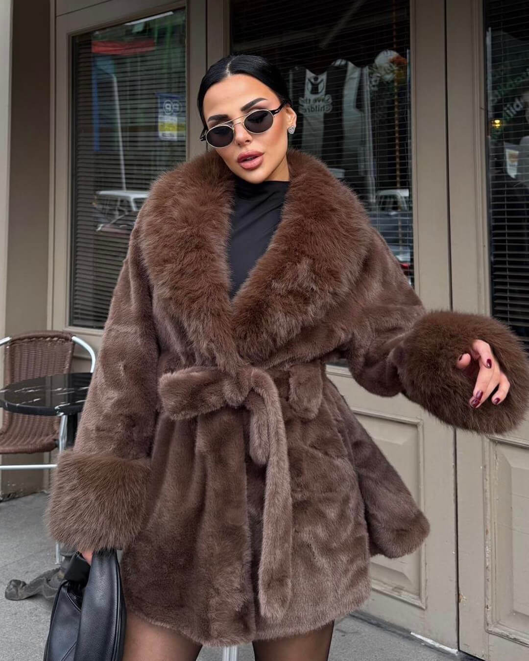 Jessa Faux Fur Trim Coat