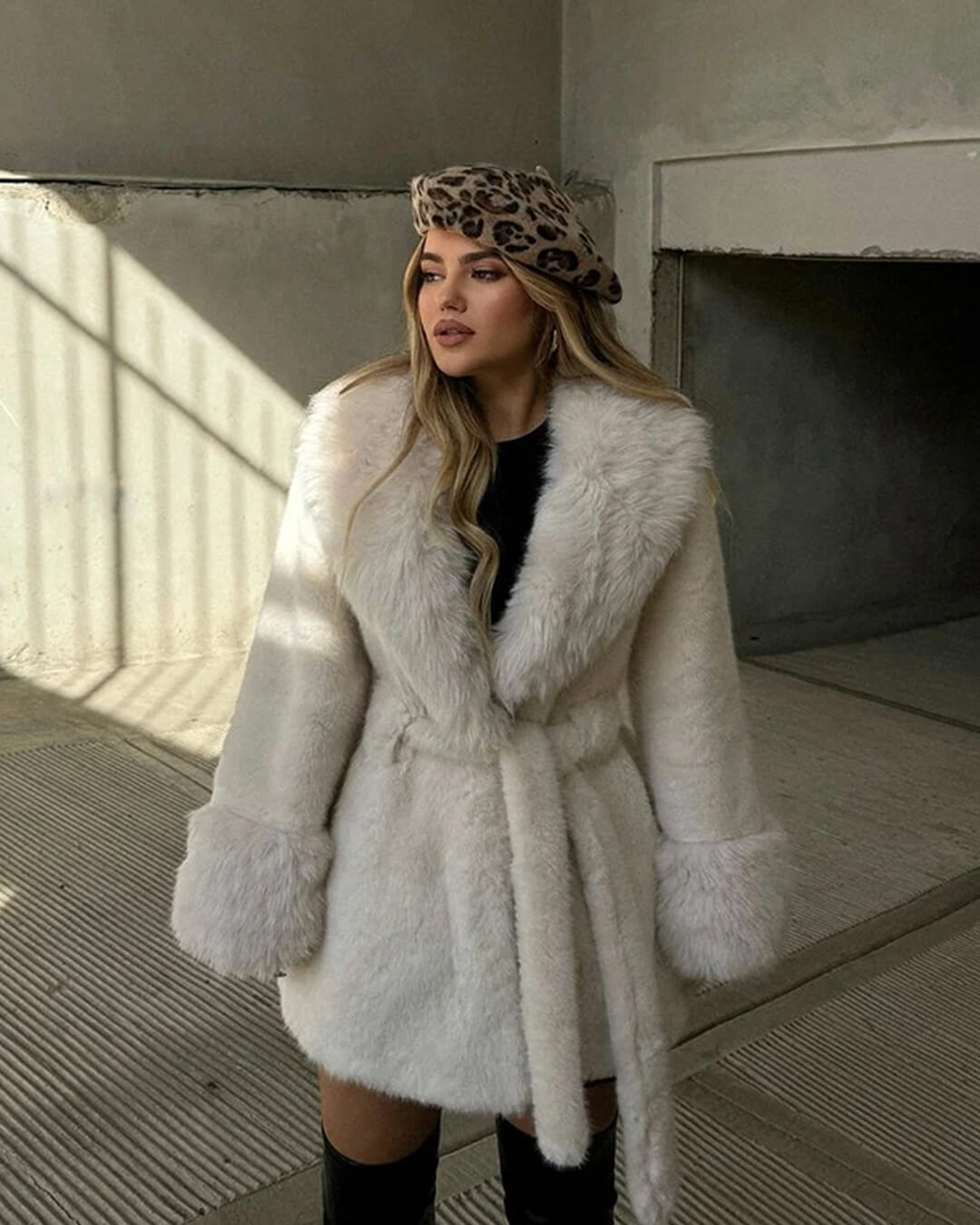 Jessa Faux Fur Trim Coat