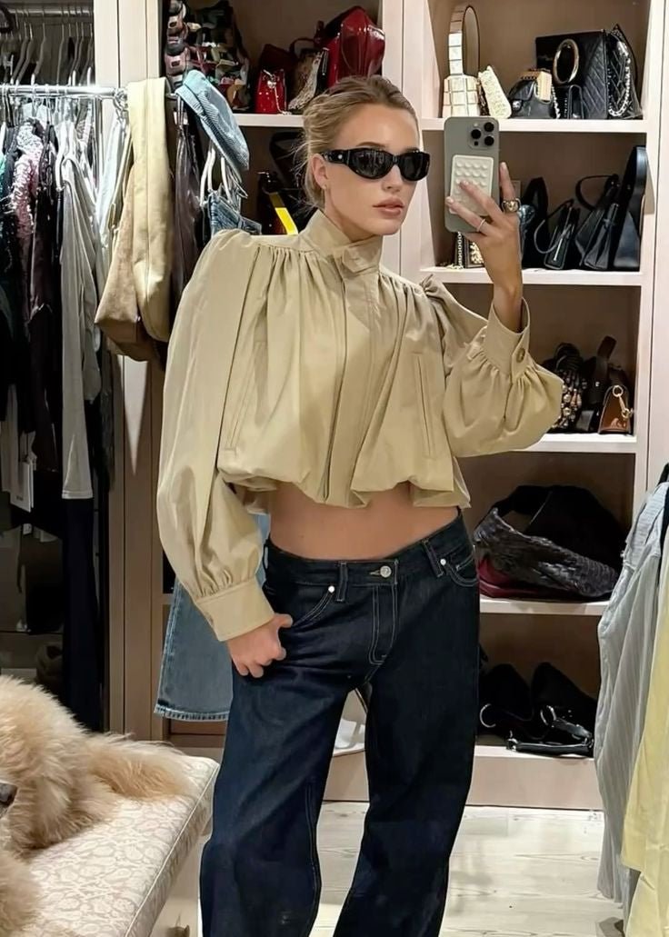 Karina Cropped Pleated Jacket