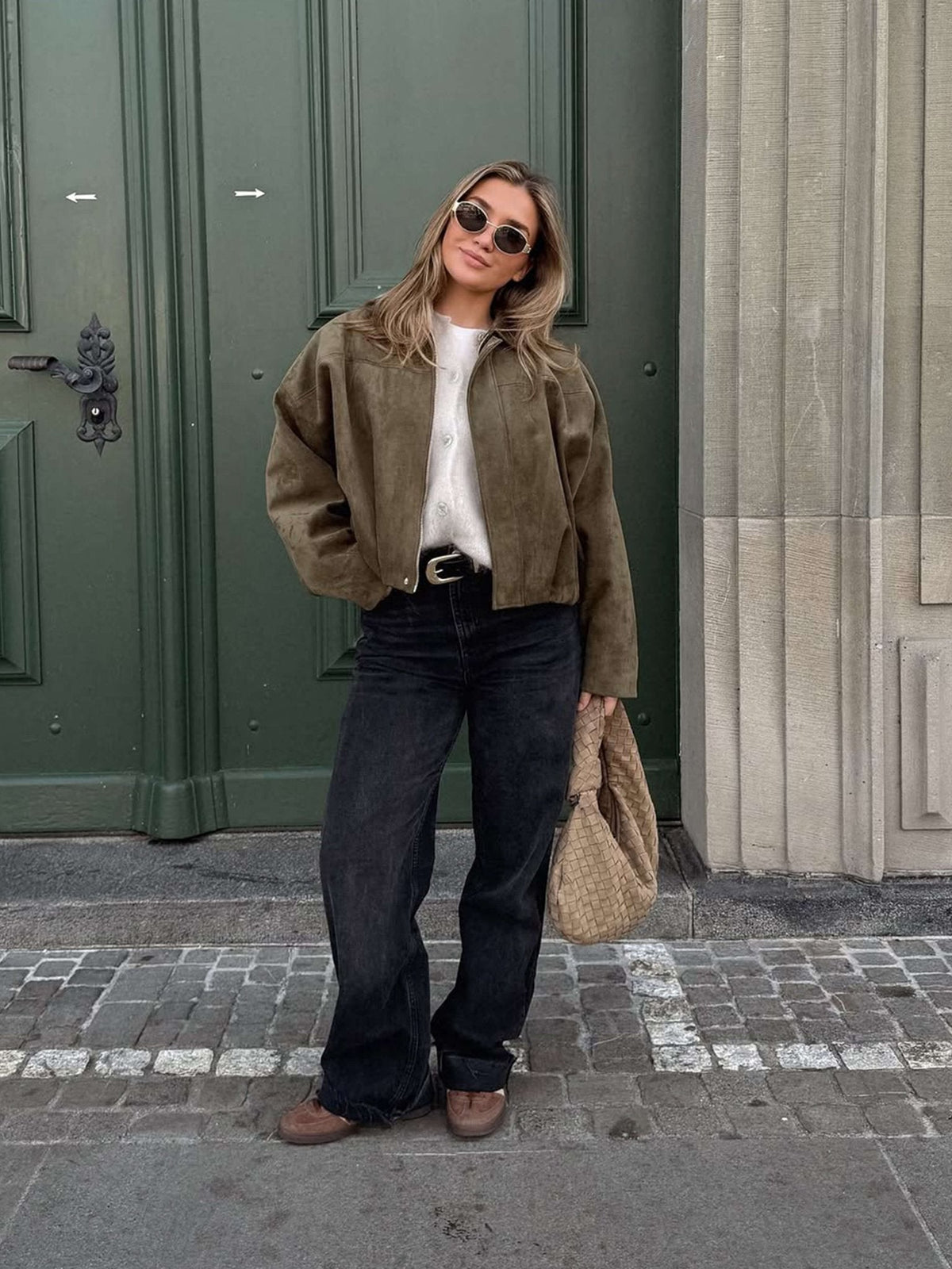 Katherine Suede Bomber Jacket