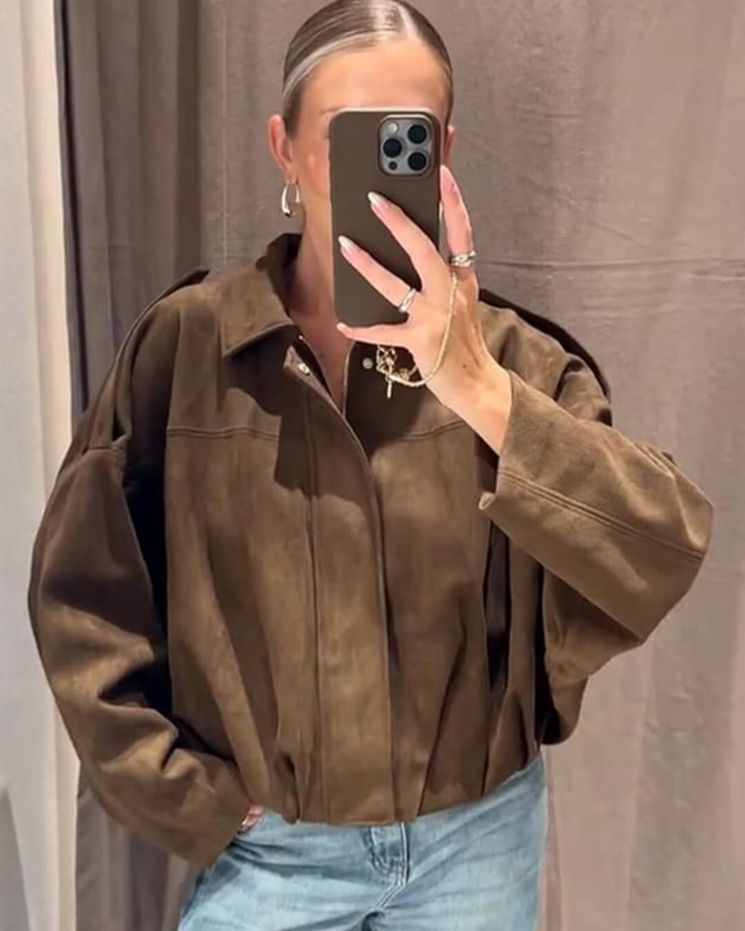 Katherine Suede Bomber Jacket