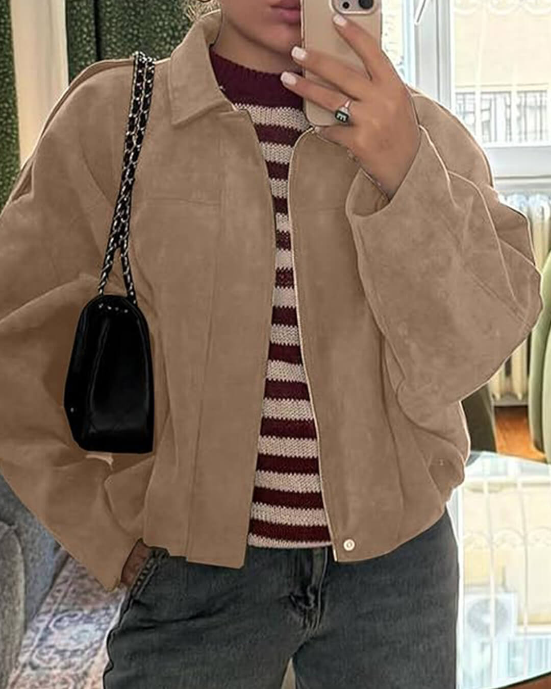 Katherine Suede Bomber Jacket
