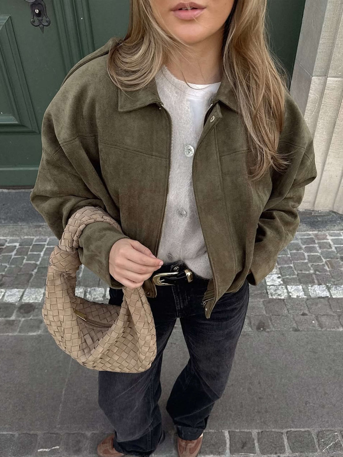 Katherine Suede Bomber Jacket