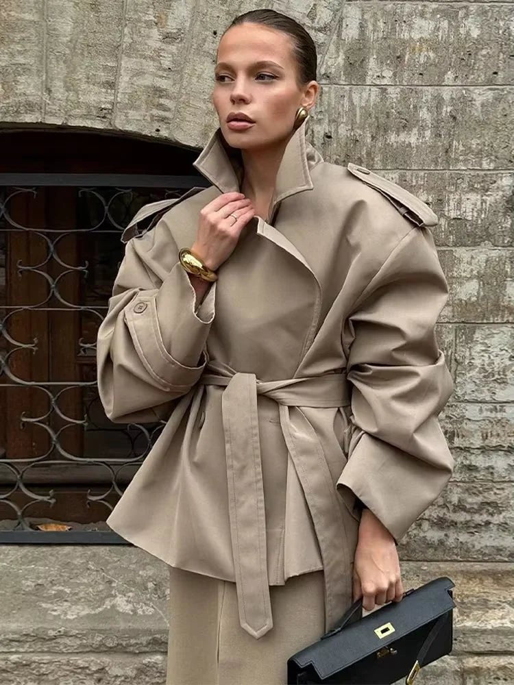 Leizel Lace Up Stand Collar Jacket