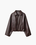 Marivic Zip Up Faux Leather Jacket