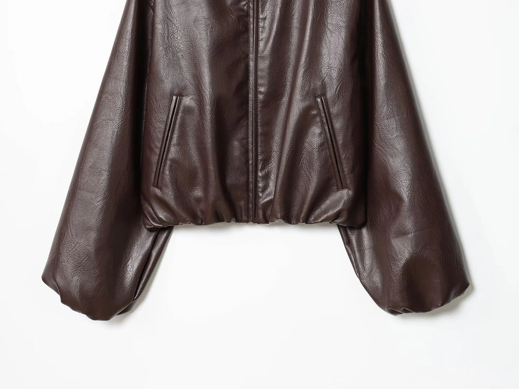 Marivic Zip Up Faux Leather Jacket