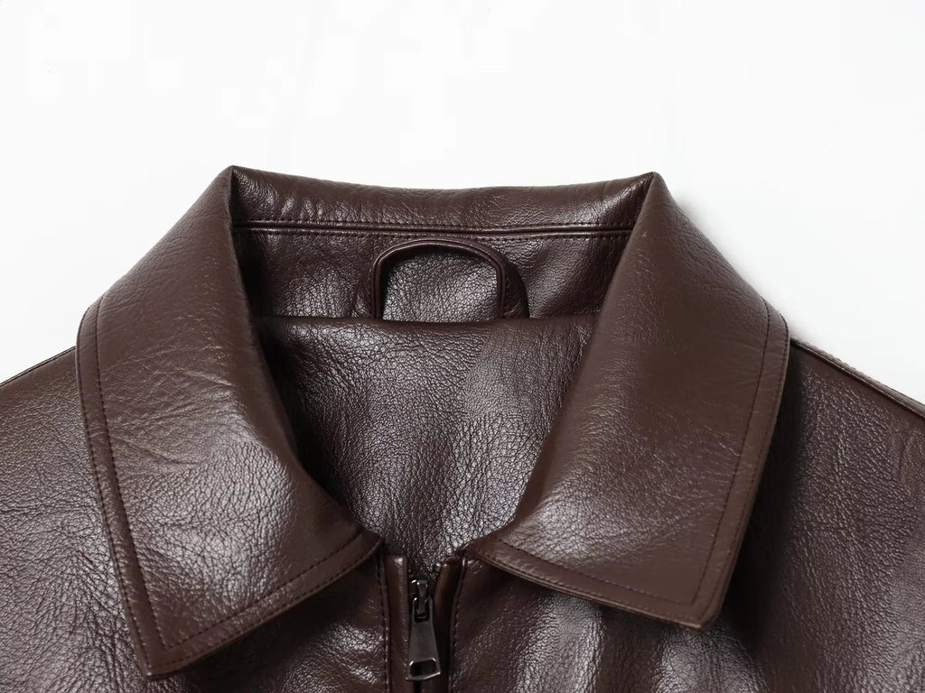 Marivic Zip Up Faux Leather Jacket