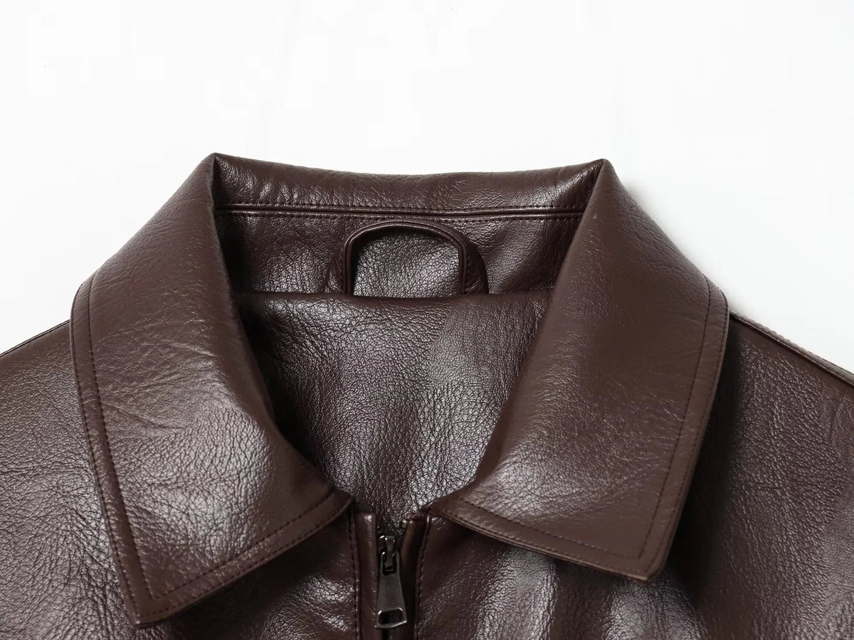 Marivic Zip Up Faux Leather Jacket