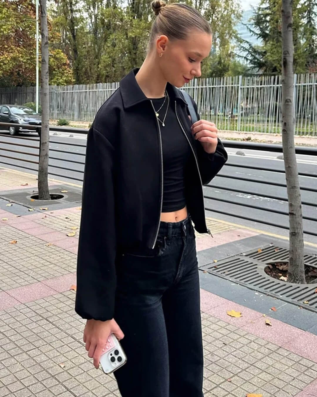 Midori Puff Sleeve Bomber Jacket
