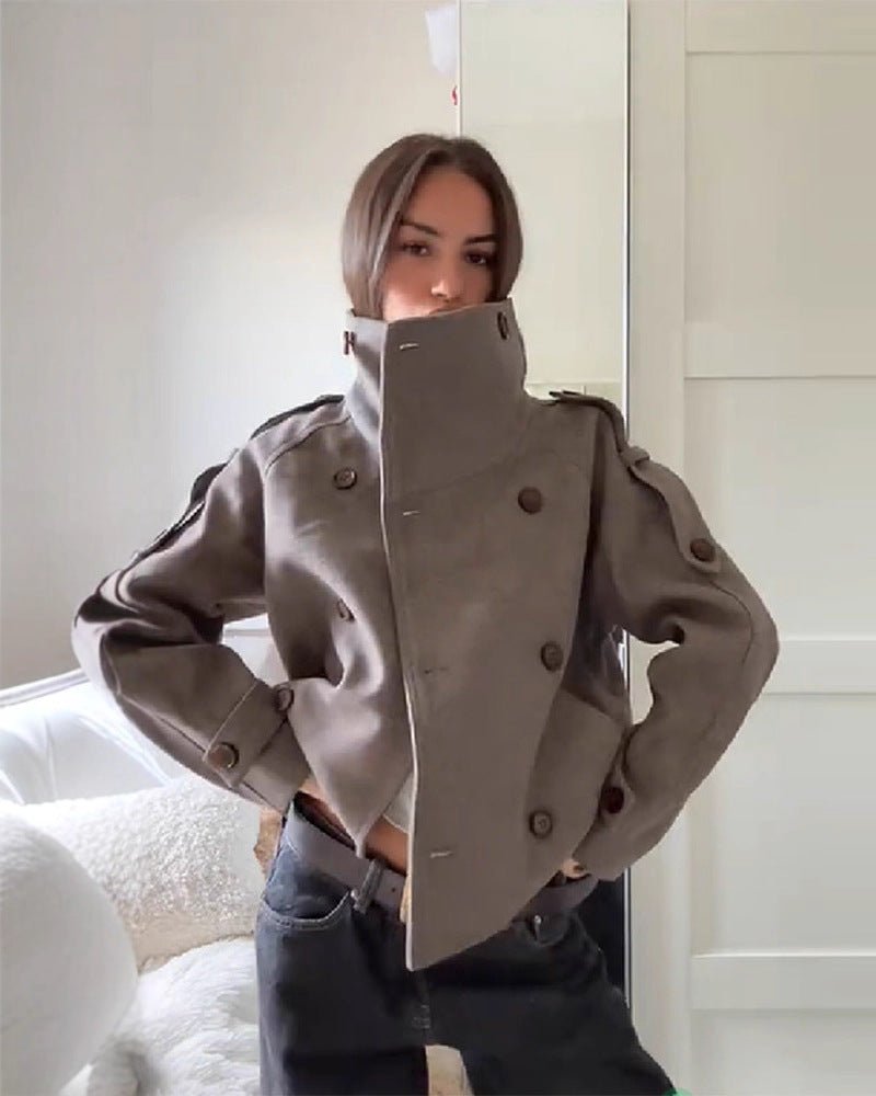 Rhea Stand Collar Breasted Coat