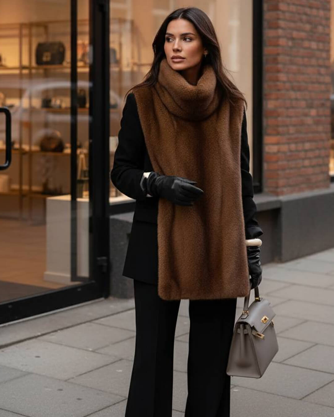 Rina Suni Kürk Balıkçı Yaka Yelek