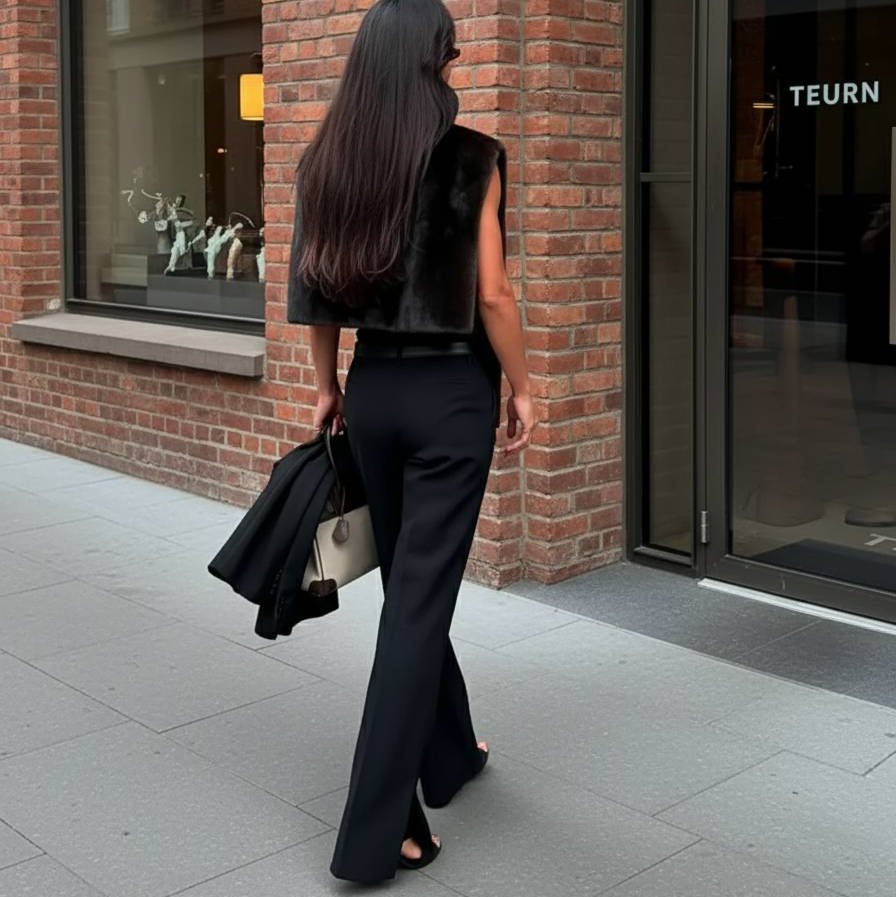 Rina Suni Kürk Balıkçı Yaka Yelek