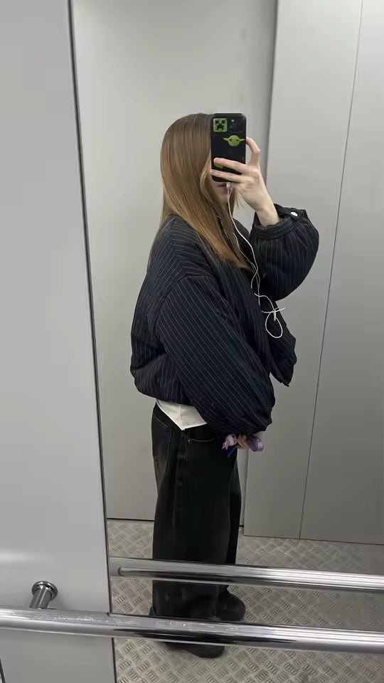 Selena Striped Stand Collar Jacket