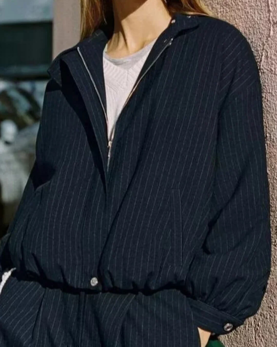 Selena Striped Stand Collar Jacket