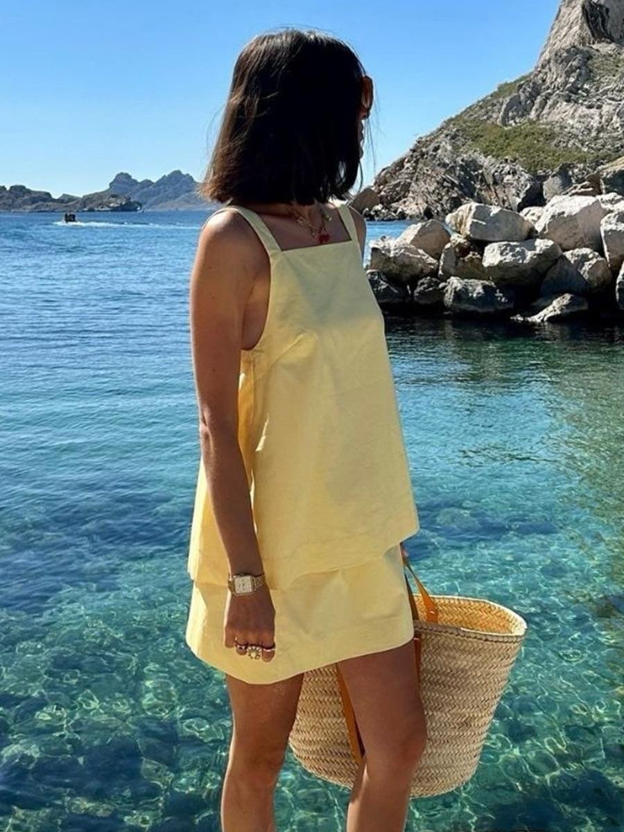 Maria Lemon Yellow Cami & Skirt Set