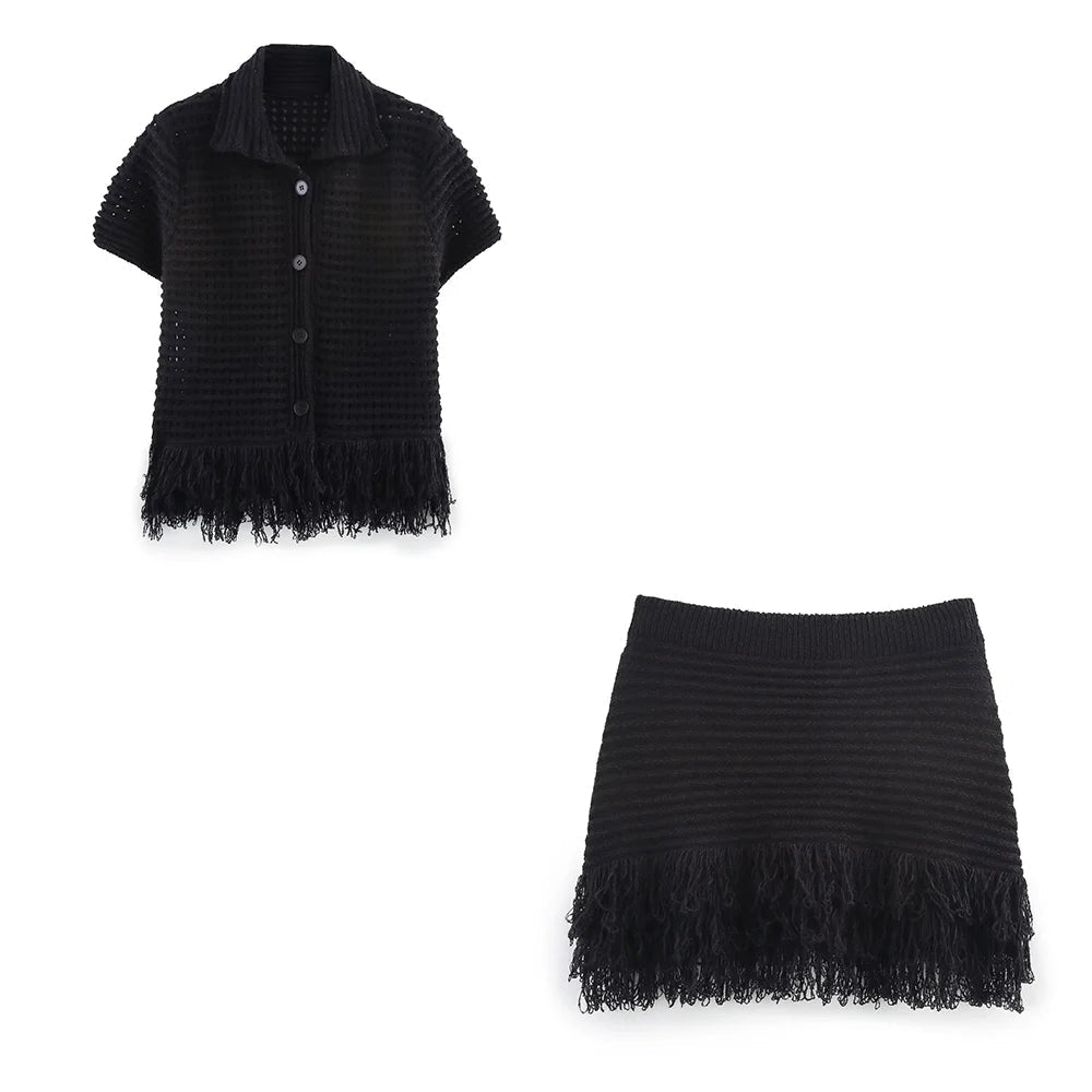 Beatrice Knitted Tassel Skirt Set