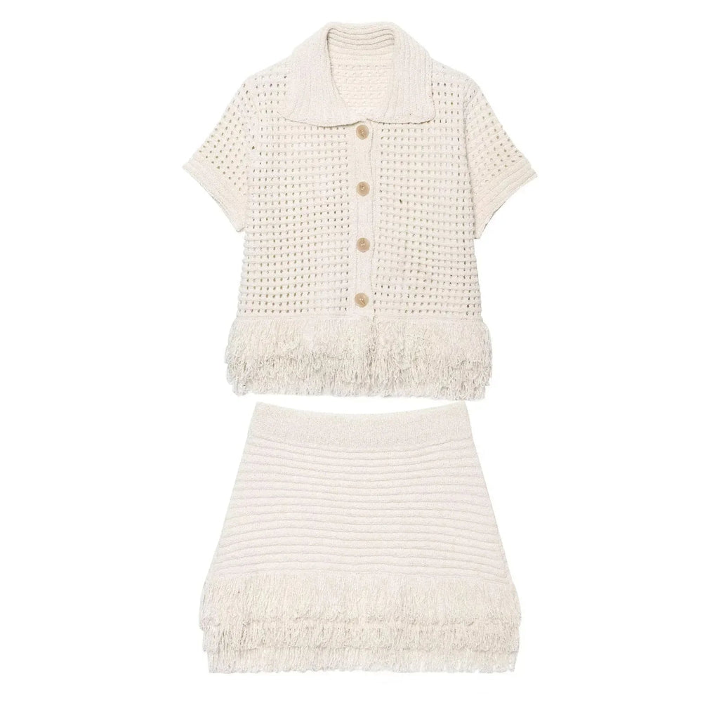Beatrice Knitted Tassel Skirt Set