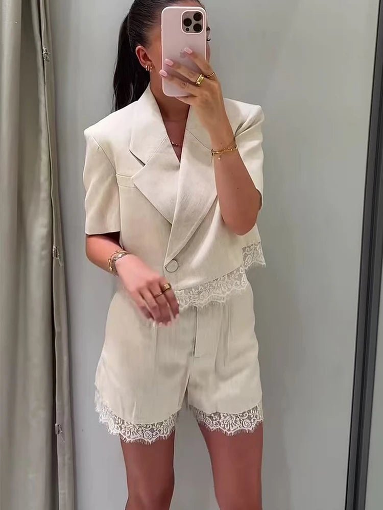 Celeste Lace Detail Two-Piece Short Set