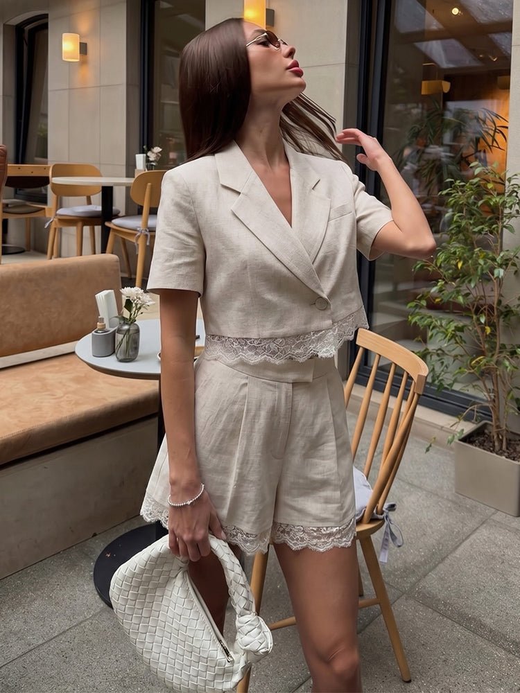 Celeste Dantel Detaylı İki Parçalı Şort Takımı