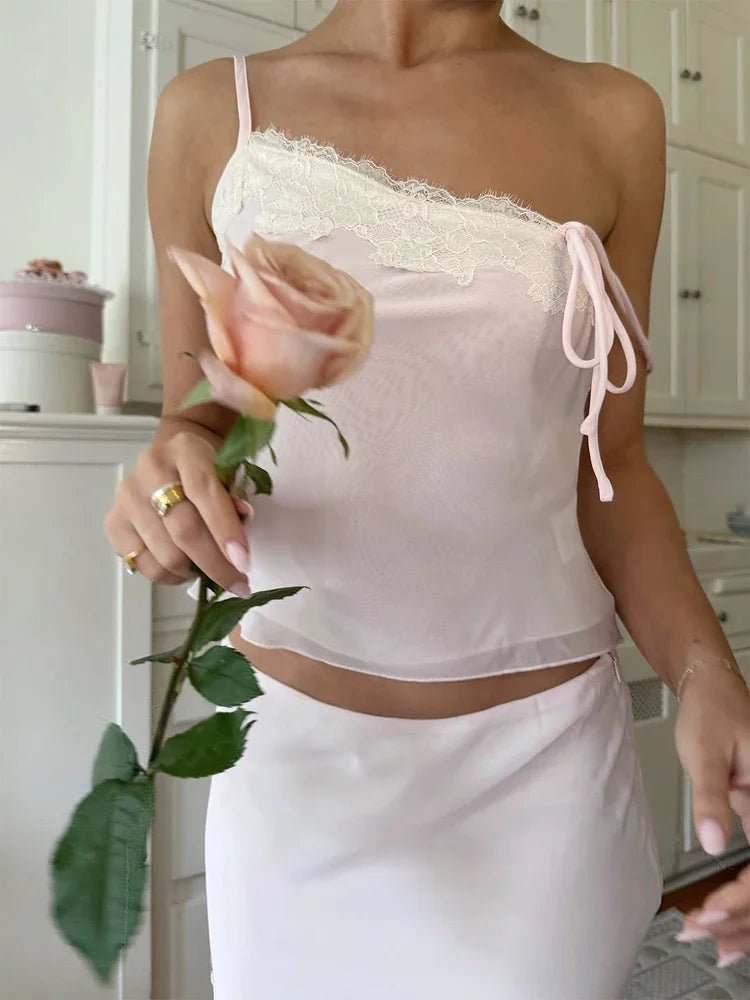 Anne Lace-Paneled Camisole and Skirt Set