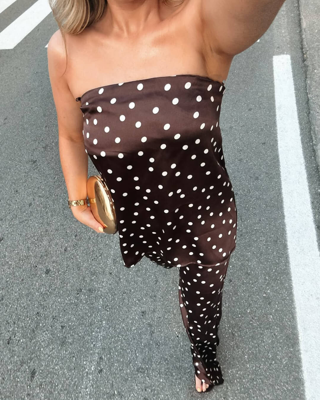 Claudine Saten Bandeau Pantolonlu Takım