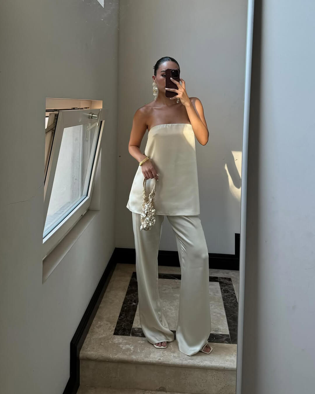 Claudine Saten Bandeau Pantolonlu Takım