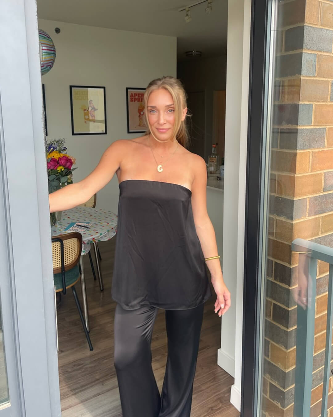 Claudine Saten Bandeau Pantolonlu Takım
