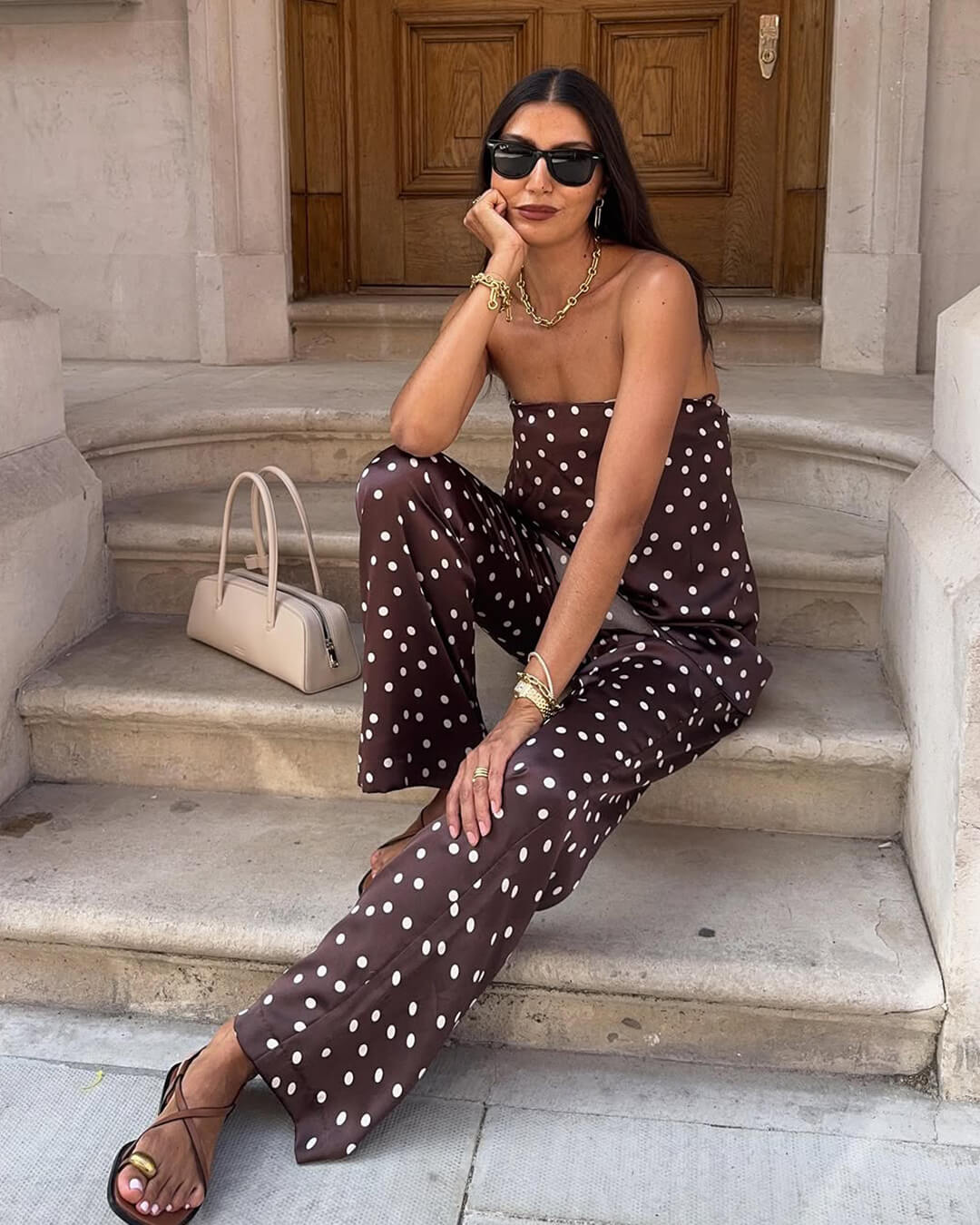 Claudine Saten Bandeau Pantolonlu Takım