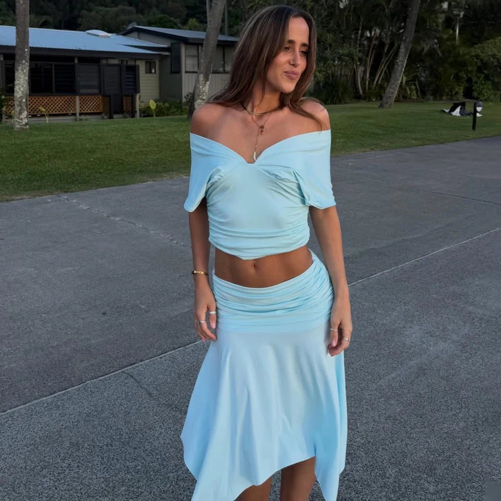 Jenna Omuzları Açık Bluz ve Etek Takımı