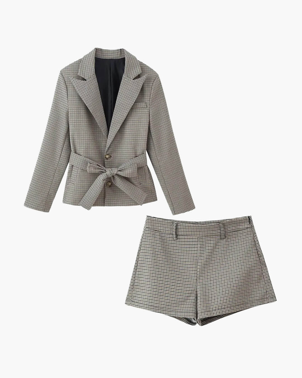 Lucy Houndstooth Belted Shorts Suit