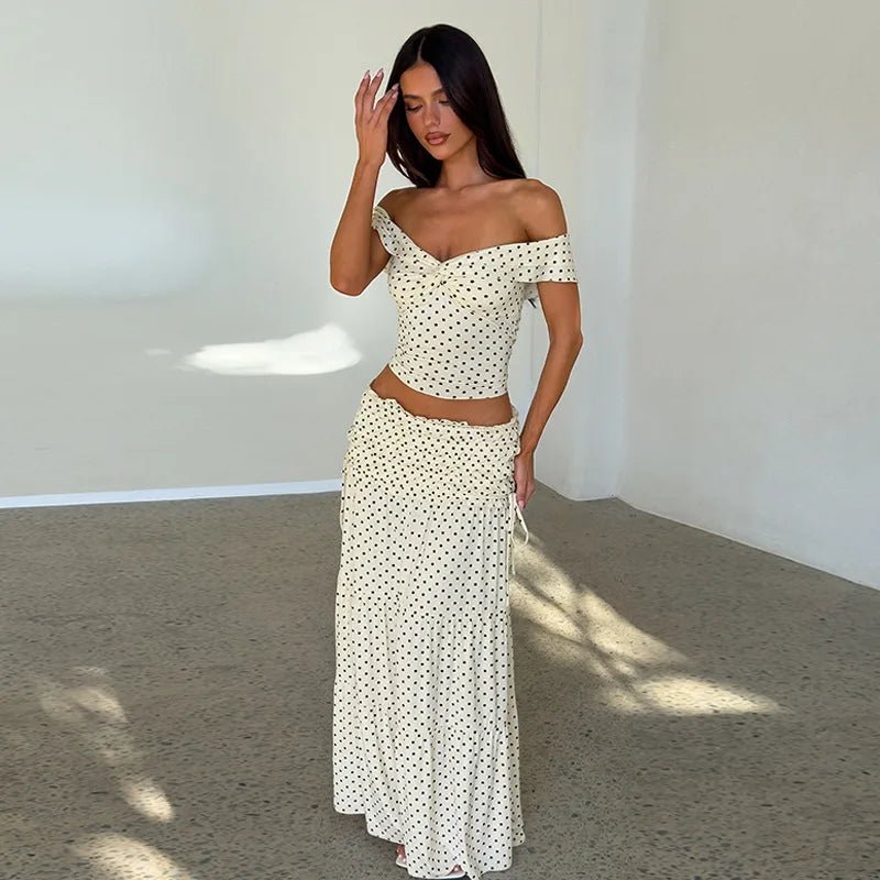 Maisie Omuzları Açık Crop Top Etek Takımı