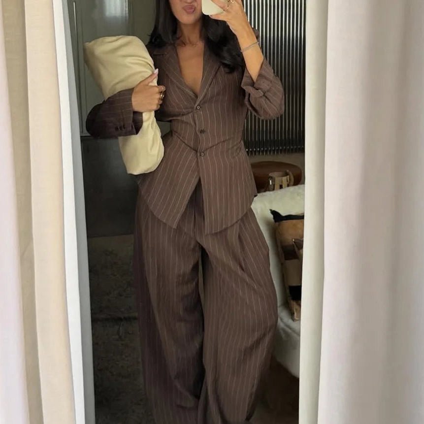 Melanie Pinstripe Pant Suit
