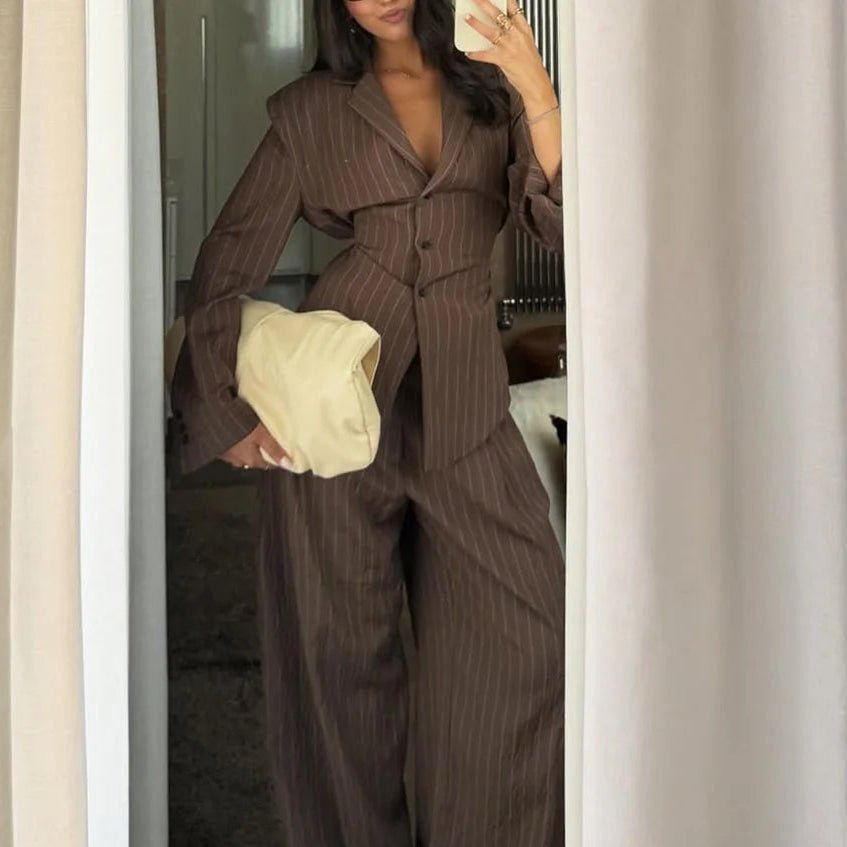 Melanie Pinstripe Pant Suit
