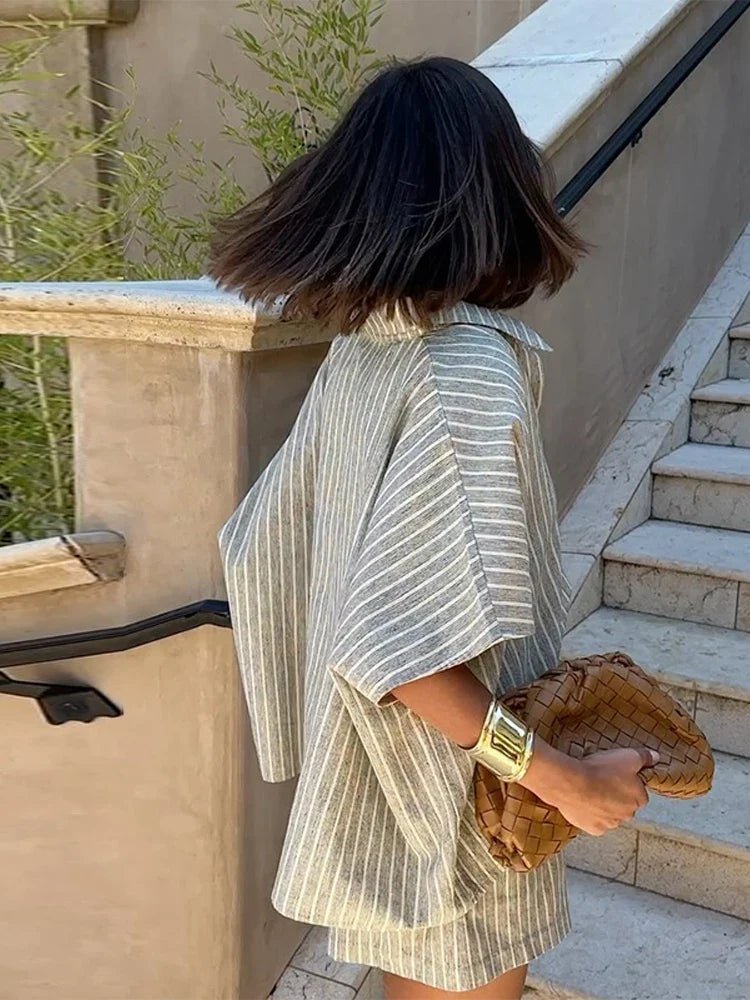 Denise Çizgili Şort Takımı