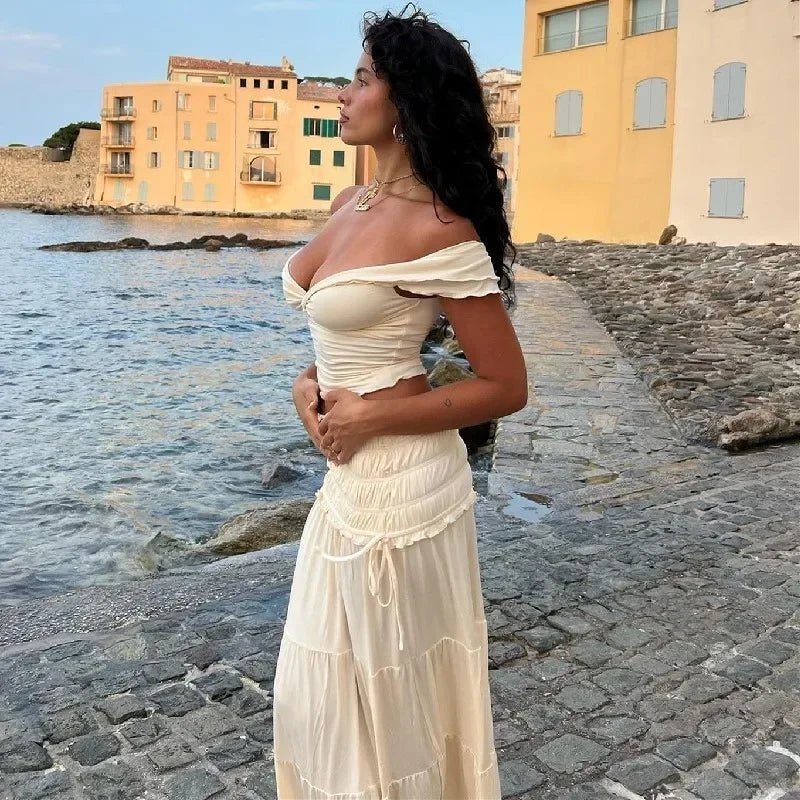 Zendaya Fırfırlı Kısa Üst ve Uzun Etek Takımı