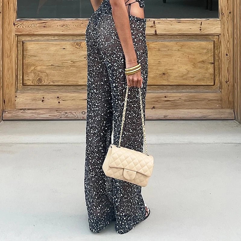 Bianca Payetli Düz Paça Pantolon