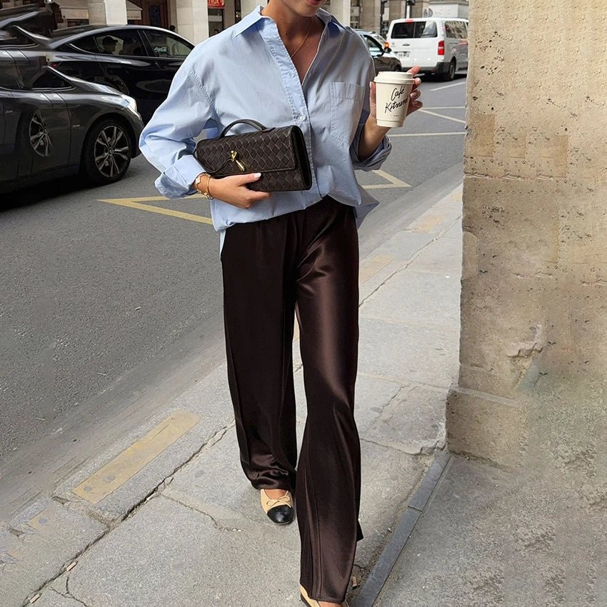 Cameron Saten Geniş Paçalı Pantolon