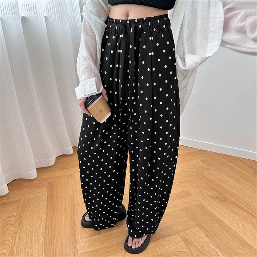 Elizabeth Polka Dot Wide Leg Linen Pants