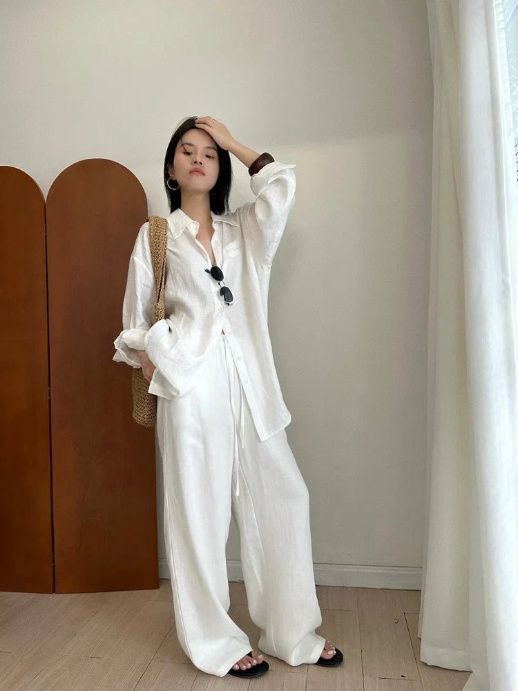 Kendall Geniş Paçalı Keten Pantolon