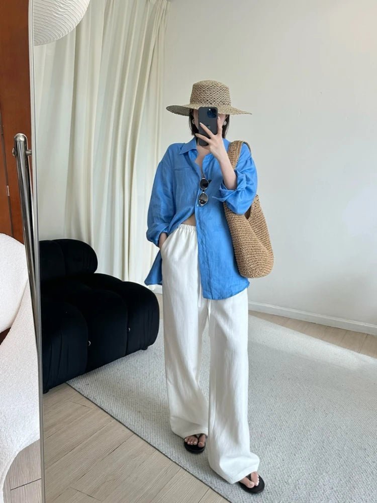Kendall Geniş Paçalı Keten Pantolon