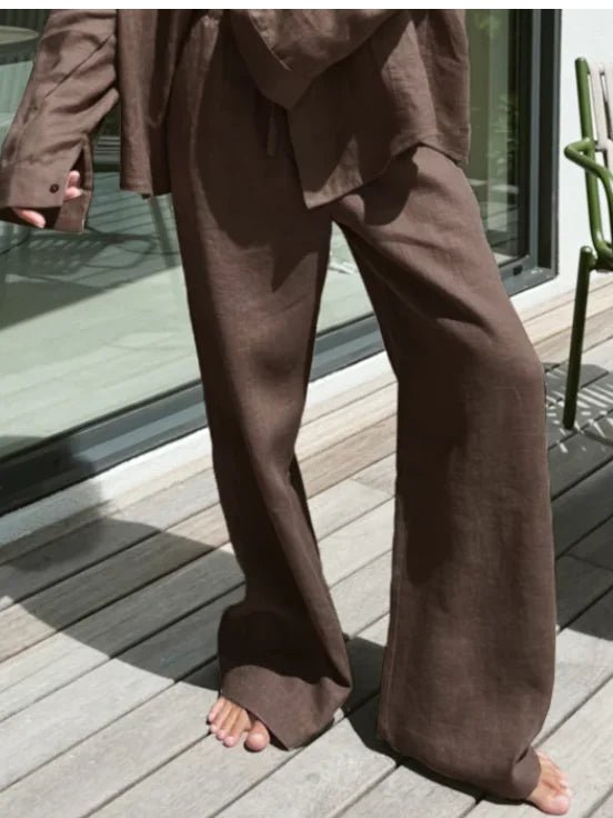 Kendall Geniş Paçalı Keten Pantolon