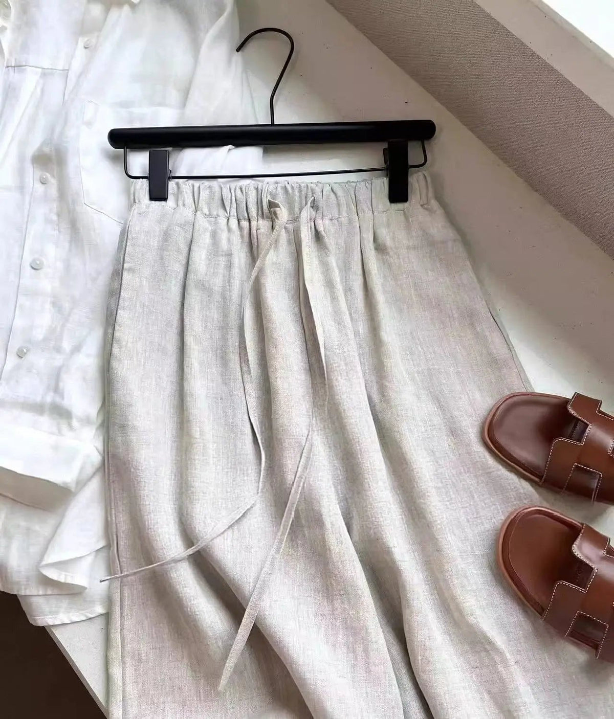 Kendall Geniş Paçalı Keten Pantolon