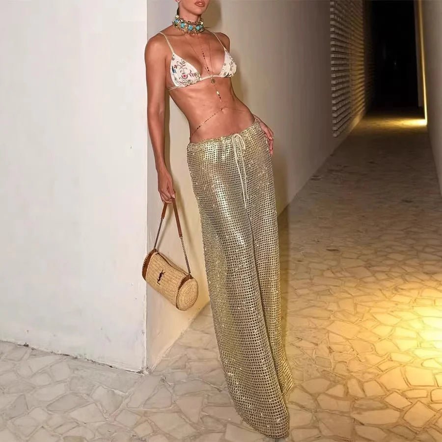 Margot Gold İpli Geniş Paçalı Pantolon