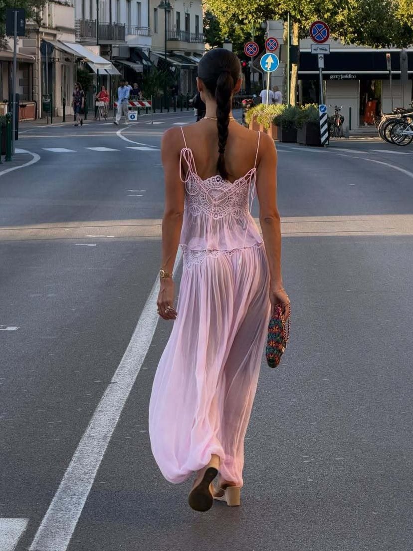 Aiselma Dantelli Şifon Pantolon Takımı