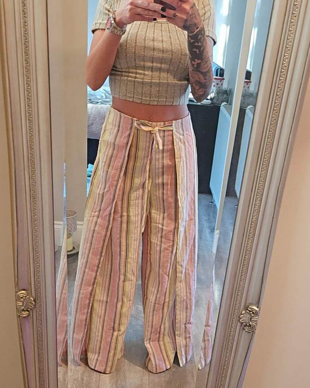 Julie Dikey Çizgili Pantolon