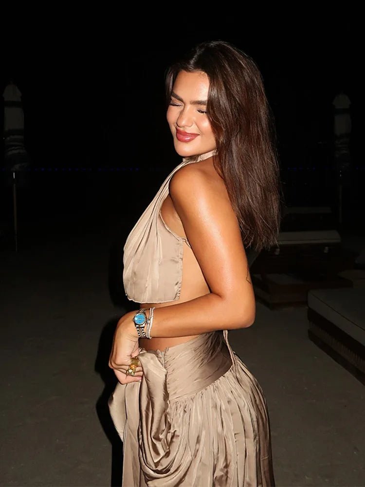 Isabelle Askılı Sırtı Açık Bluz ve Etek Takımı