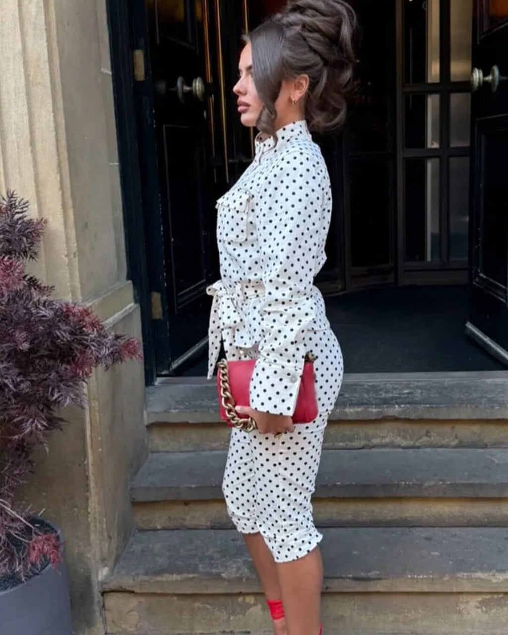 Jia Polka Dot High-Waist Trouser Set