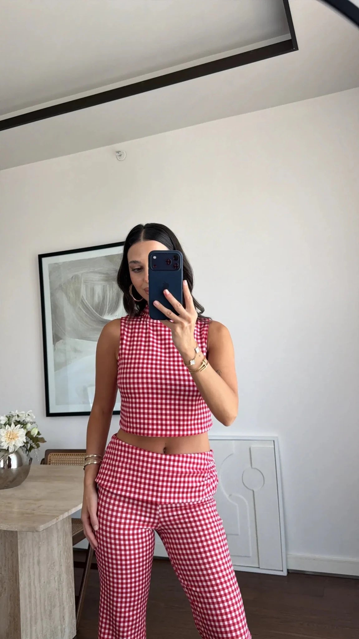 Sophia Ekose Desenli Crop Top Takım