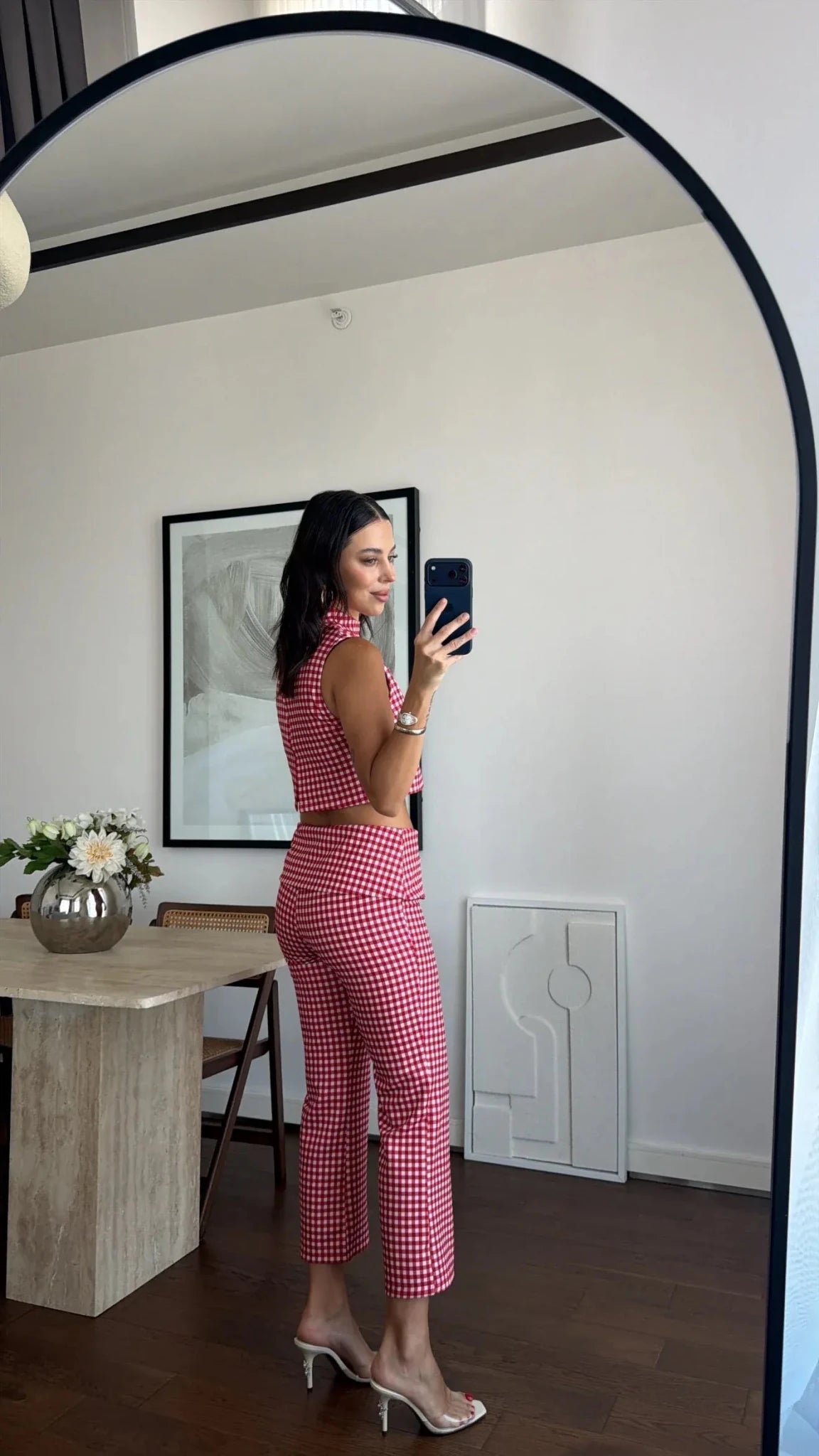 Sophia Ekose Desenli Crop Top Takım