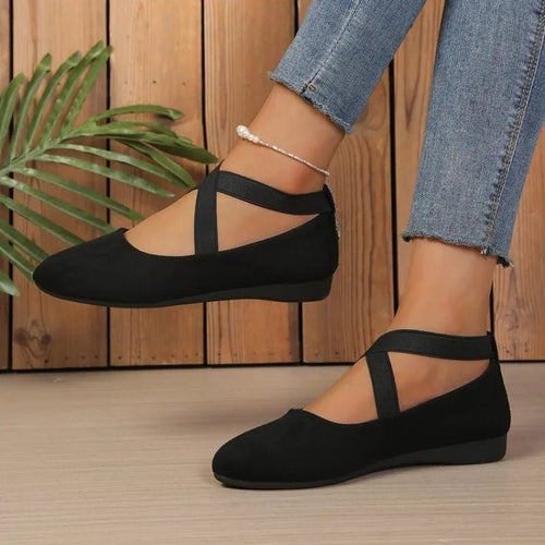 Afra Pointed Toe Cross-Strap Ballet Flats